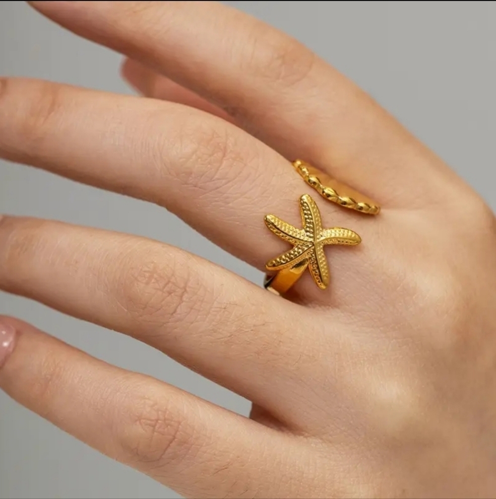 NEW! Starfish & Shell Adjustable Ring – Everyday Style or Gift Ready